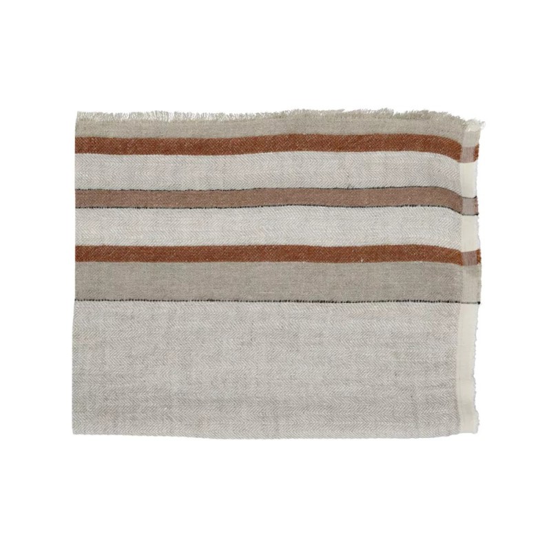 THROW RUSSY LINEN NATUR MIX COLOR STRIPES - BLANKETS